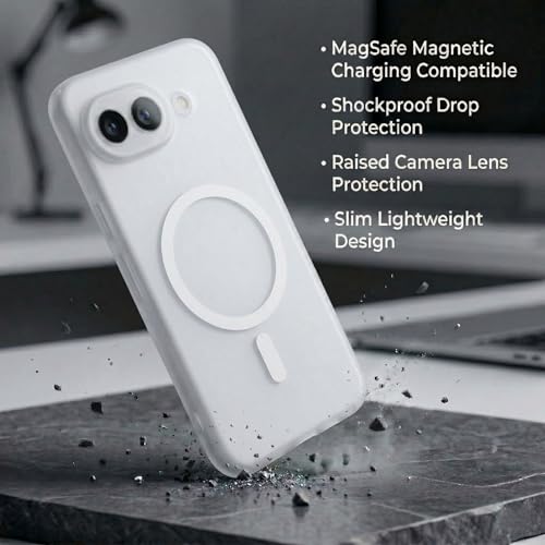 Image of amazon basics Luxury Paper Thin Back Case Cover for Google Pixel 10A 5G | Matte Finish | Compatible with magsafe | (White, Google Pixel 10A 5G)