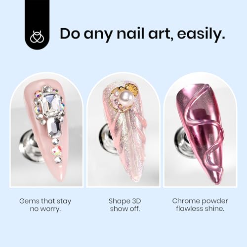 Image of Beetles 3D Gel Nail Art, 1Pcs 15ml Sculpting Gel 3 in 1 Clear No Wipe Nail Polish Rhinestone Art Glue for Nail Gems Diamond Jewelry U V LED Lamp Needed DIY Home Salon Nails Gifts for Women