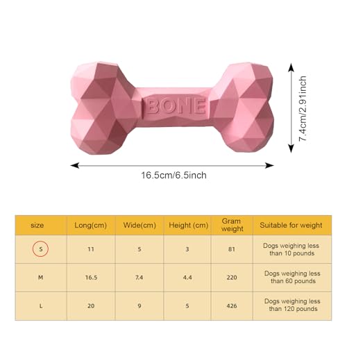 SAVOSWEET Kauspielzeug Hund Knochen Gummi, Hundespielzeug Knochen Unzerstörbar, Hundeknochen Kleine Hunde Rosa, Geeignet für Hunde Innerhalb von 5 Kg, Hundespielzeug zur Zahnreinigung