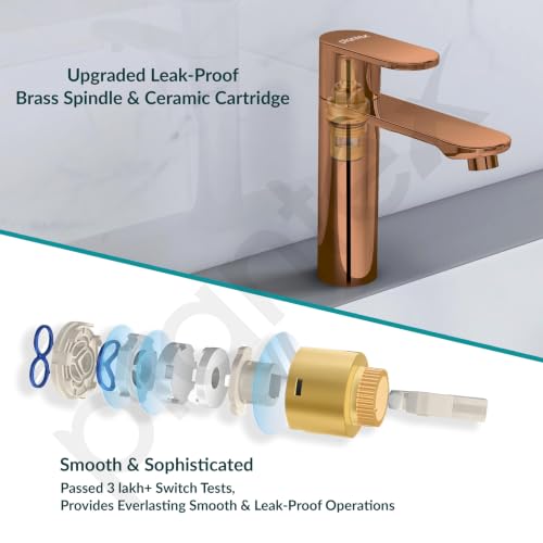 Image of Plantex Pure Brass Single Lever Pillar tap for Basin /Wash Basin Tap with Teflon Tape /Single Lever Water Tap -(ORN-203-Rose Gold)