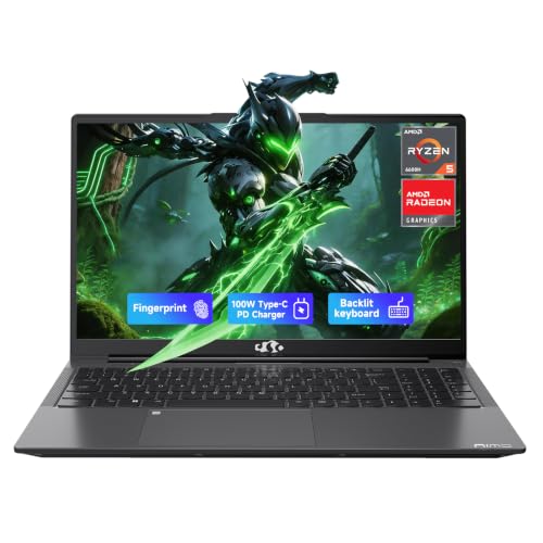 Image of NIMO 15.6 inch FHD IPS Gaming Laptop, AMD Ryzen 5 6600H (Up to 4.5GHz, Beat i7-1165G7) 16GB DDR5 RAM 512GB PCIe 4.0 SSD, AMD Radeon 660M GPU, 100W PD Fast Charging, Fingerprint for Student & Business