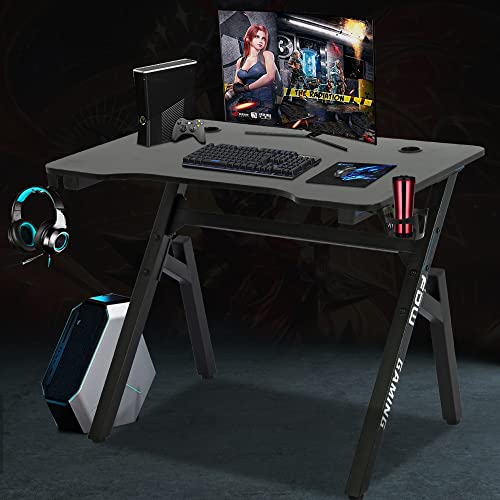 Computer Desk,Gaming Desk 35" Student Pc Desk Writing Desk Office Desk Extra Large Modern Ergonomic Racing Style Table Workstation Carbon Fiber Cup Holder Headphone Hook,Blue #TOP1
