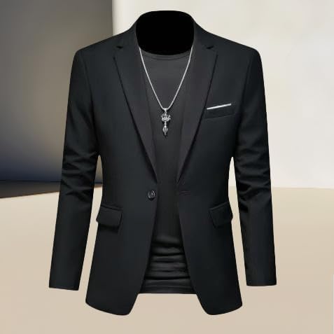 Men's Spring Autumn Casual Slim Fit Professional Single Blazer Jacket Outerwear