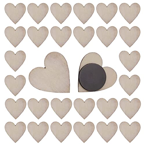 Refrigerator Magnets,Wooden Heart-Shaped Fridge Magnets, 30Pcs DI...