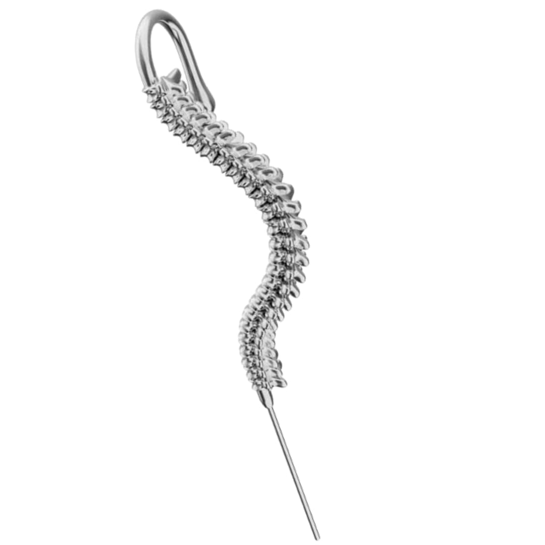 the men thing CURVED SPINE - Pure Titanium Steel Ear Crawler Hook Pin Cuff Earrings for Men & Boys-picture-30