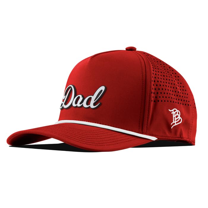 Image of Branded Bills Dad Script Red 5-Panel Rope Hat for Men | Baseball Cap