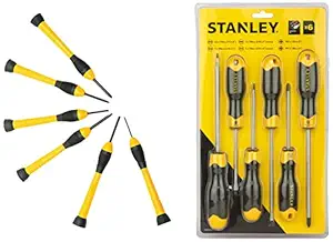 STANLEY STHT65242-8 Cushion Grip Screwdriver Set (6-Pieces) With STANLEY 66-052 BI Material Handle Precision Screwdriver Set (6-Pieces)