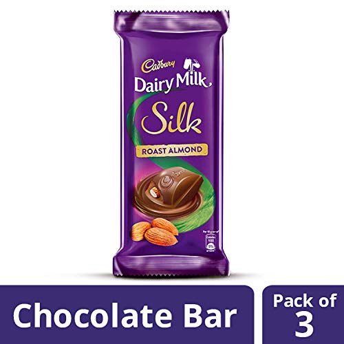 Image of Cadbury Dairy Milk Silk Roasted Almonds Chocolate Bar, 143g (Pack of 3) & Dairy Milk Silk Oreo Chocolate Bar, 2 x 130 g