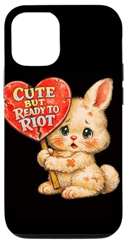 Cute But Ready To Riot Bunny Heart ���g�� ������ �X�}�z�P�[�X iPhone 12/12 Pro �p