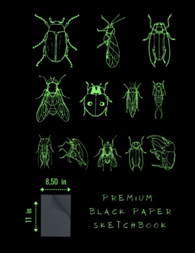 Premium Black Paper Sketch Pad, 110 pages - Artist Drawing Paper - Colored Pencils, Gel Pens, Oil Pastels, Large size: 55 Sheets Black Sketch Pad ... - Graphite, Charcoal, Pastels, Gel, Notebook