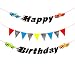 BeYumi Race Cars Birthday Banner for Boys, Colorful Pennants and Checked Flags for Party Decoration, Let's Go Racing Birthday Backdrop for Kids Birthday