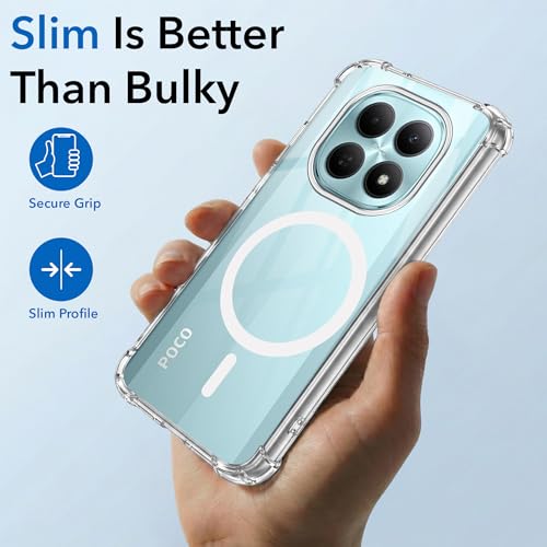 Image of Jkobi Shockproof Crystal-Clear Back Cover for Poco M8 5G (Magsafe Wireless Support | Drop & Camera Protection | Hard Polycarbonate)