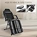 KIIUMI Black Tattoo Chair for Client with Wheel, Facial Table for Esthetician with Split Legs, Adjustable Armrest & Footrest Lash Massage Bed Artist for Beauty Salon Spa Treatment Equipment