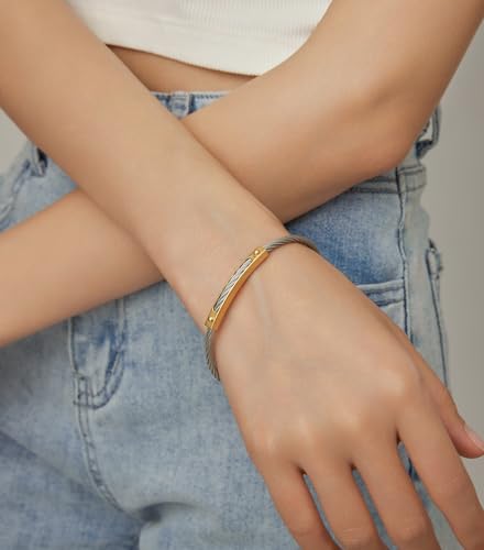Cable Wire Twisted Cuff Bangle Bracelet For Women 14K Gold/rose/silver Stainless Steel Jewelry for Women Gift4