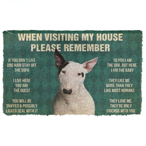 ���փ}�b�g �u���e���A���̃n�E�X���[�����o���Ă����Ă������� 50×80cm doormat Please Remember Bull Terrier Dog'S House Rules