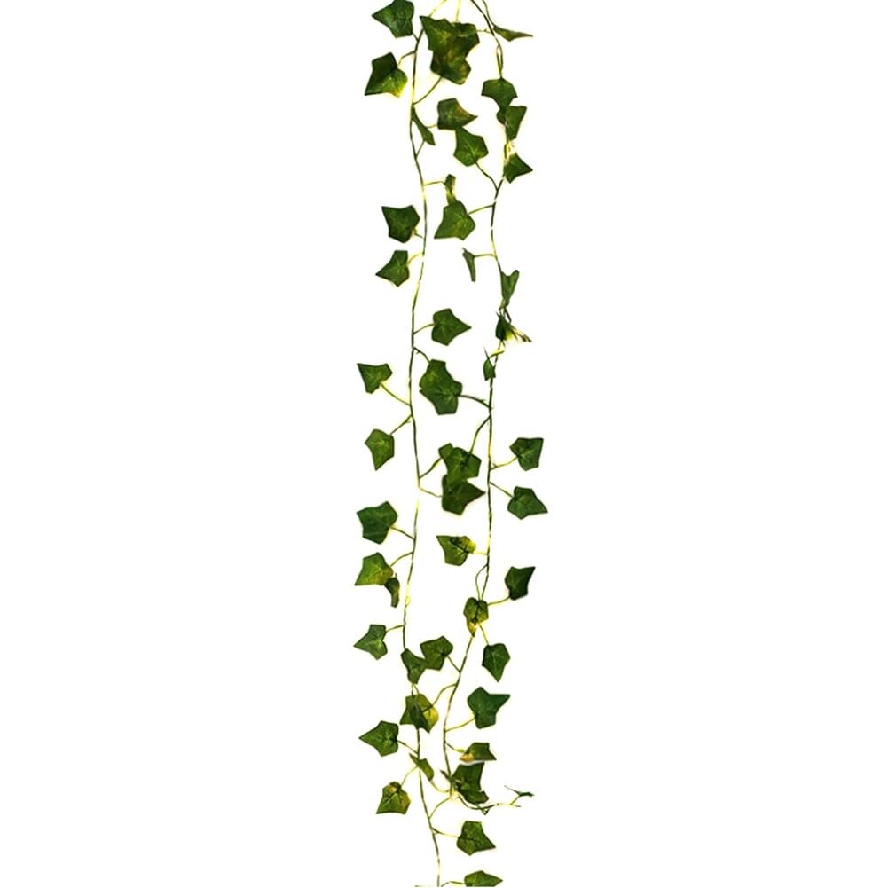 Uposao LED String Lights Artificial Ivy Fake Garland Green Leaf Plants Vine Battery Operated Fairy String Lights Hanging for Wedding Party Home Wall Decor