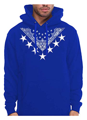 CaliDesign Men s Royal Blue Bandana Crip Clothing Hoodie Urban Wear Sweatshirt, 2X - XXL - 2XL