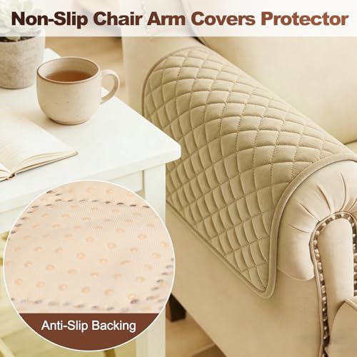 Fundas para reposabrazos de sofá protector de reposabrazos de silla impermeable marrón 5