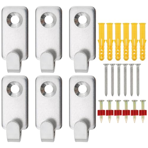 Image of heyous 6PCS Heavy Duty Hanger Silver Stainless Steel Wall Mounted Mini J Hook 29.5MMx12.5MM Suitable for Hanging Mirror Painting Photograph and Flower Basket