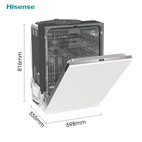 Hisense HV663C60 - Lavavajillas Integración 60 cm, 3º Bandeja, Bajo consumo, 16 Cubiertos, 7 Programas, 42 dB con modo Lavado Rápido - imagen 2
