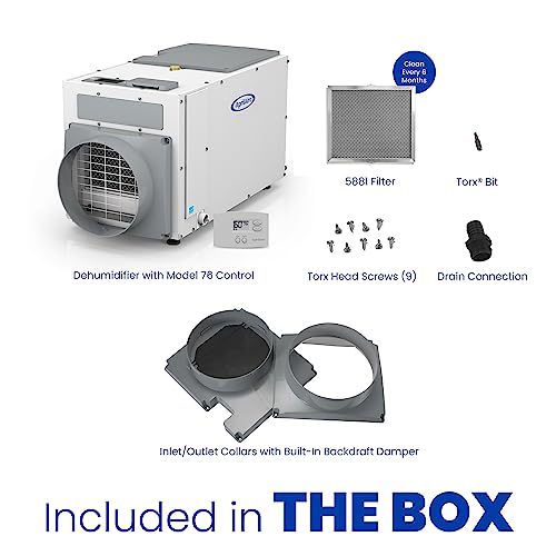 Image of AprilAire E100 Pro 100-Pint Whole-House Dehumidifier + Model 76 Wall Mount Control, Commercial-Grade Dehumidifier for Basement, Crawlspace, or Whole House up to 5,500 sq. ft.