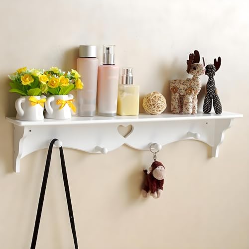Image of M.J COMFY-LIFE Wall Shelves Wall Mounted Storage Rack Heart Shaped Wall Mounted Shelves Display Storage Rack Suitable for Bedroom Laundry Room Bathroom Living Room Kitchen Home Office