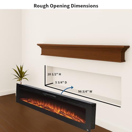 Image of Touchstone Smart Electric Fireplace-The Sideline 100 inch Wide-in Wall Recessed - 30 Realistic Ember Color /Flame Options - 1,500W Heater w /Thermostat - Log & Crystal Hearth Options - Alexa /WiFi Enabled