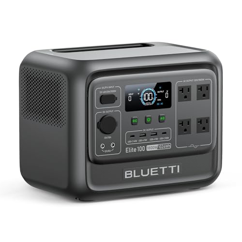BLUETTI Elite 100 V2 (2025 New) Solar Generator, 1024Wh LFP Battery Backup w/ 4 1800W AC Outlets...