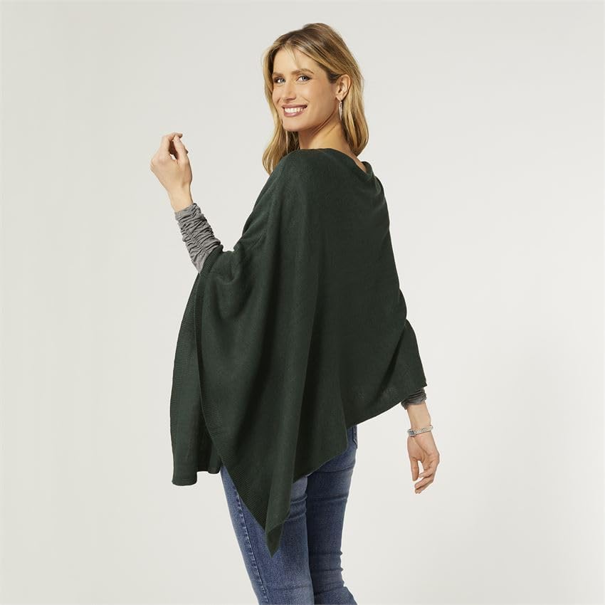 Coco + Carmen The Lightweight Poncho, Deep Green, Women Fashion Apparel Accessories2