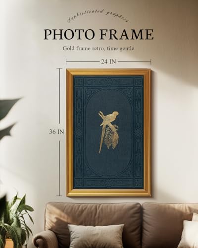 Image of VIYYIEA Vintage Gold Framed Wall Art for Living Room, Macaw Canvas Prints Home Decor, Large Oil Painting Picture, Bedroom Wall Decor Gifts for Friends or Family -【Macaw】-(36L x 24W)