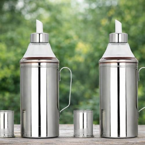 Image of INKULTURE Stainless Steel Oil Dispenser with Nozzle 1 Litre (1000 ml) (2 Piece)