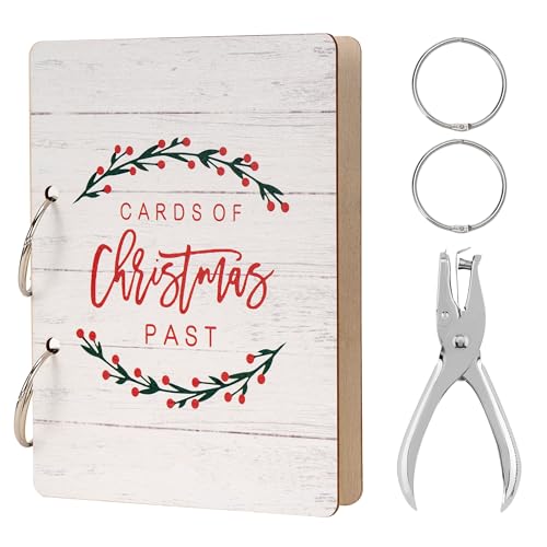 GloxwRiyt Christmas Card Holder Wood Christmas Card Organizer Photo Keeper Xmas Keepsake Album...