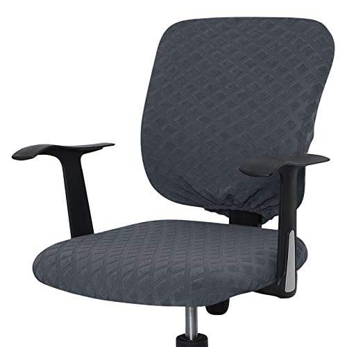 Celevingne Office Chair Cover Universal Rotating Chair Slipcovers Stretch Removable Protector Computer Chair Seat Cover (Grey, Chair Seat Cover + Backrest Cover)
