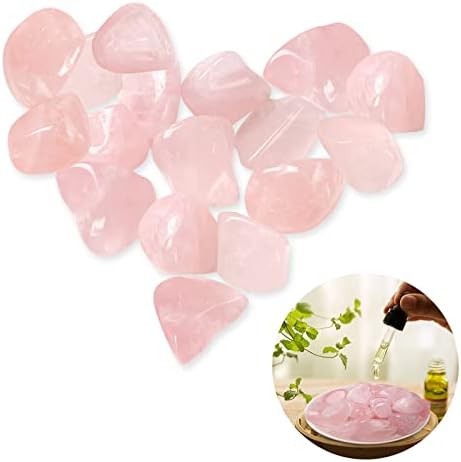 Natural Rose Quartz Crystals, Bulk Large Natural Tumbled Polished Stones Small Rose Quartz Stones Gemstone Healing Crystals Quartz for Aromatherapy Oils Jewelry Making Wicca, Reiki