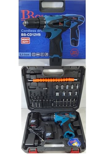 Image of Boss Professional & Home Cordless Heavy Duty Drill Machine with Accessories 10 MM 12 Volts 1300 RPM Variable Speed