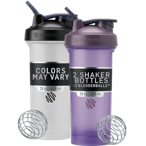 BlenderBottle Classic V2 Shaker Bottle Perfect for Protein Shakes and Pre Workout 28-Ounce Colors May Vary 2 Pack