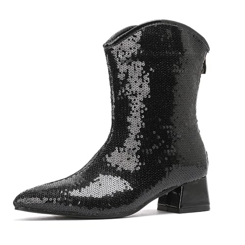 GATUXUS Sequin Sparkly Ankle Booties