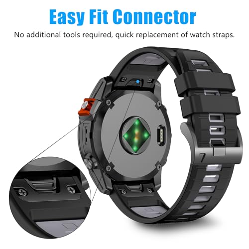 Image of 22mm Compatible with Garmin Fenix E /8 /8pro AMOLED 47mm /Fenix 7 /7 Pro /6 /6 Pro /5 /5 Plus Watch Band,Soft Quickfit Silicone Straps for Forerunner 970 965 955 /Approach S70 47mm /tactix 8 /quatix 7 8 47mm