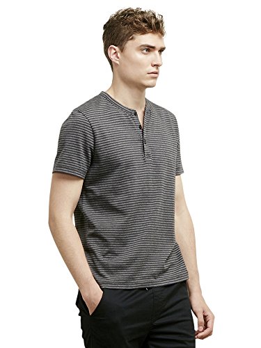 Kenneth Cole REACTION Striped Henley T-Shirt Black