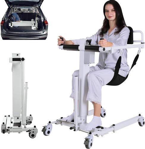 Electric Patient Lift Transfer Chair, Foldable Patient Lift Wheelchair for Home, Patient Lift Chair Transfer Lift Chair for Disabled, Adjust Height/Widh for Home,Hospital,Nursing