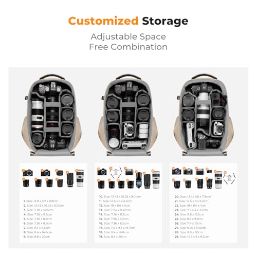Image of K&F CONCEPT Camera Backpack,Hardshell Photography DSLR Camera Bag with 15-15.6 Inch Laptop Compartment Hard Shell Camera Case Compatible with Canon /Nikon /Sony /DJI Mavic Drone