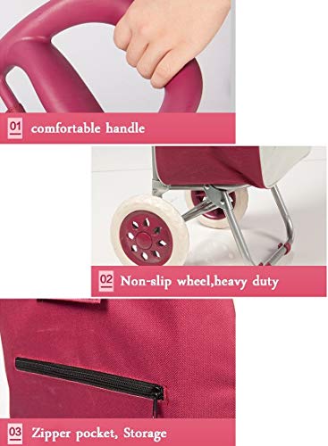 LDBDASA Klappwagen Einkaufswagen Gepäckwagen Warenkorb Metallabnehmbare Und Waschbar Bequeme Griff Anti-Skid-Rad – Bild 5