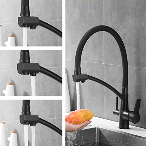 Robinet d'eau potable intégré sur mitigeur cuisine extractible noir - 7