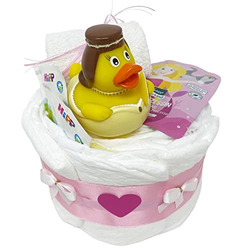 Kleine Windeltorte Badeente Sissi 22tlg. in Rosa für Mädchen. Tolles Geschenk zur Taufe, Geburt oder Babyparty. (Sissi/Rosa) Cover