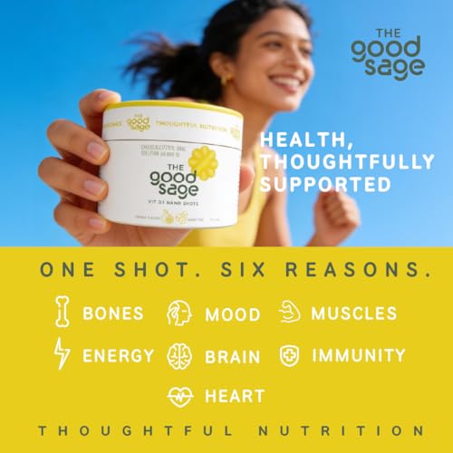 Image of The Good Sage Vitamin D3 60000 IU Nano Shots | Cholecalciferol Oral Solution | Sugar Free Orange Flavour | Nano Absorption | Bones Immunity Muscles | Thoughtful Nutrition