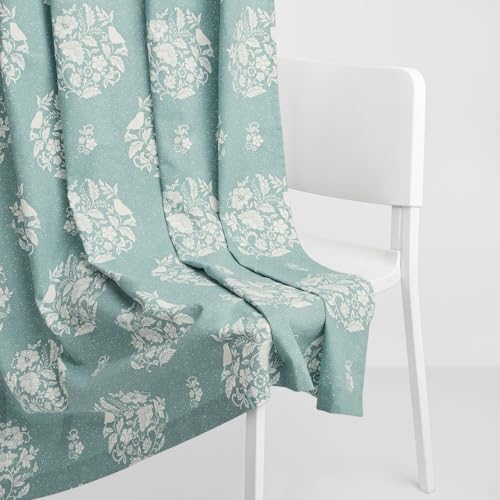 Image of haus & kinder Digital Printed Cotton Door Curtain 7 Feet Long Pack of 2 Door Curtains, 7 Feet Curtain for Door (Whispering Songbird, Teal 130x213 CM)