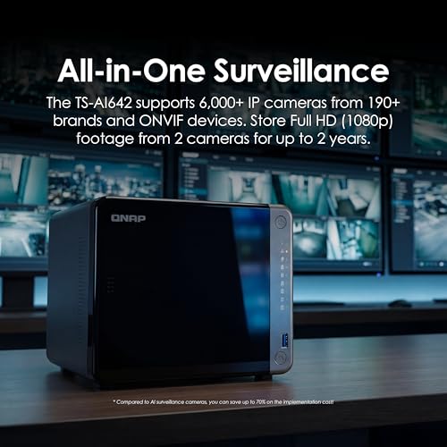 Image of QNAP TS-AI642-8G-US 6 Bay AI NAS | ARM Processor, NPU, AI-Powered Video and Image Recognition, Diskless