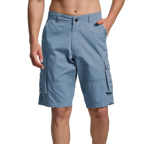 Zusmen Men's Classic Cargo Short Multi-Pocket Relaxed Fit Casual Outdoor Travel Shorts for Men Tooling(Slate Blue 32)