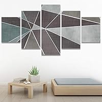 SIGNWIN 5 Panel Canvas Wall Art Modern Art Contemporary Dramatic Geometric Mixed Media Multicolor Patterns for Home Decorations Ready to Hang - 60