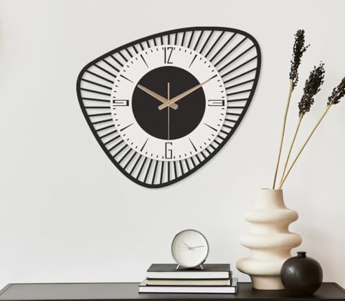 Image of Stylish Metal Analog Wall Clock for Living Room, Bedroom, Office, Kitchen, Home and Hall | Antique Fancy Big Size Modern Wall Watch for Home Decor (Style-31, 50CM)
